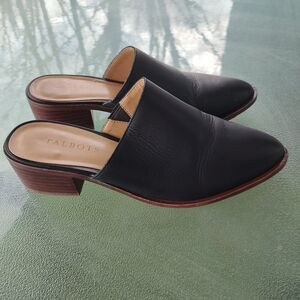 Talbots Mules Women's Sz 7 M Black Leather Slip On Heels Womens